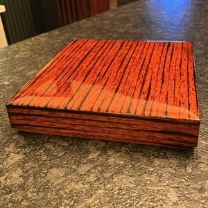 Woodcrest Otagiri Japan lacquer Brown Black Large Stationary Box 12” x 11”